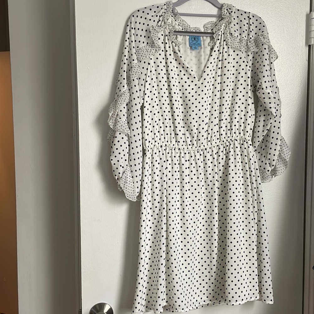 CeCe mixed dot ruffle dress in